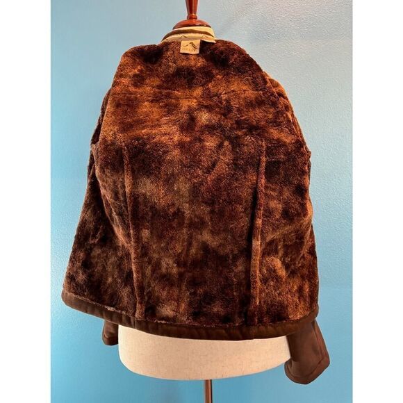 TSUNAMI Faux Fur Jacket Coat Zipper Close 2 Pockets Dark Brown Fall Winter L - Picture 7 of 8